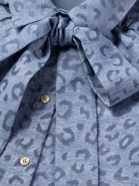 Nikkie Nikkie Pragues Leopard Blouse - Misty Blue