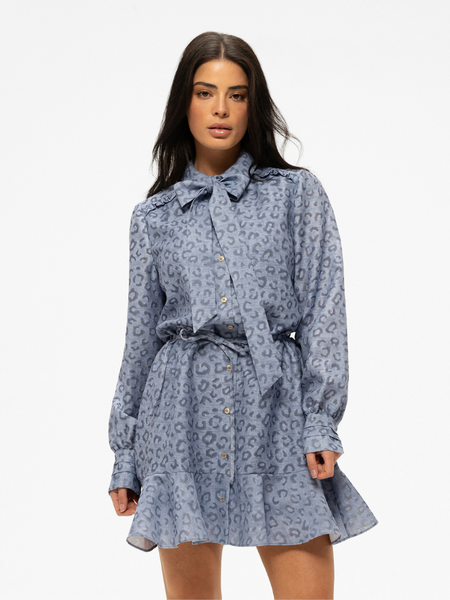 Nikkie Nikkie Pragues Leopard Dress - Misty Blue