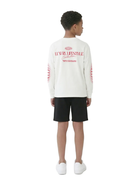 Malelions Malelions Kids Relaxed Lifestyle Longsleeve T-Shirt - Off-White/Red