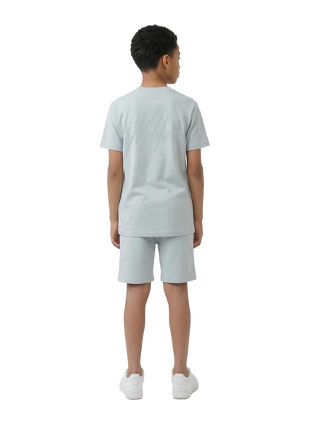 Malelions Malelions Kids Striped Signature T-Shirt - Ocean Grey
