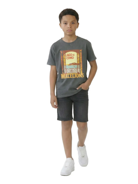 Malelions Malelions Kids Relaxed Lago Di Como T-Shirt - Acid Wash