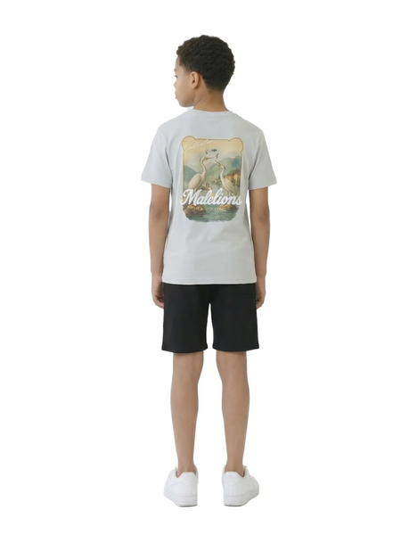 Malelions Malelions Kids Relaxed White Heron T-Shirt - Ocean Grey