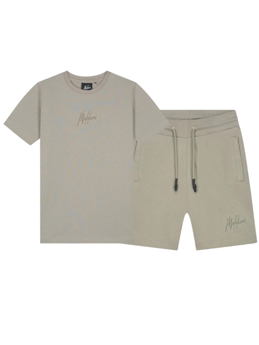 Malelions Malelions Kids Striped Signature Short Combi-set - Olive Green