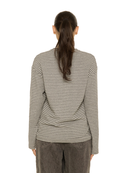 La Sisters La Sisters Long Sleeve Oversized Striped Tee - Dark Grey