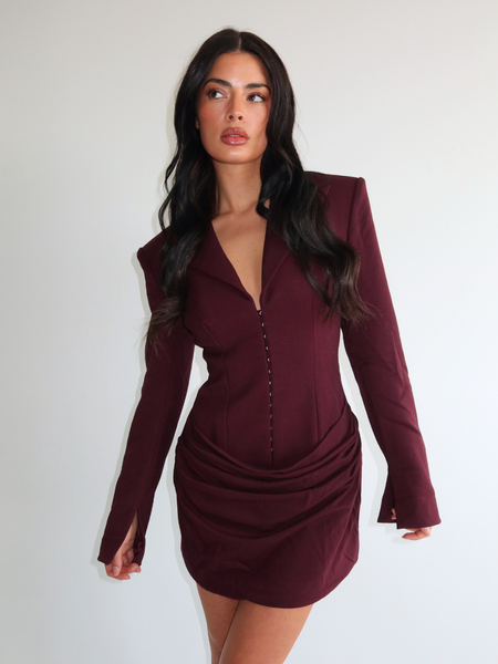Unique The Label Unique The Label Aimee Dress - Burgundy