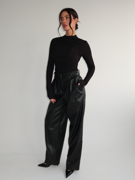 Unique The Label Unique The Label Ziva Faux Leather Pantalon - Black