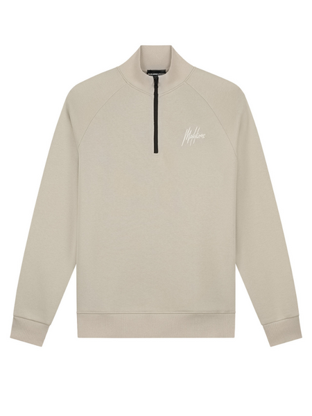 Malelions Sport Logo Raglan Half Zip Sweater - Beige