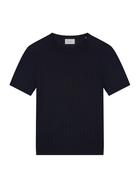 Pure Path Dropneedle Knitted T-shirt - Dark Navy