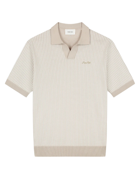Pure Path Ladder Stitch Knitted Polo - Sand