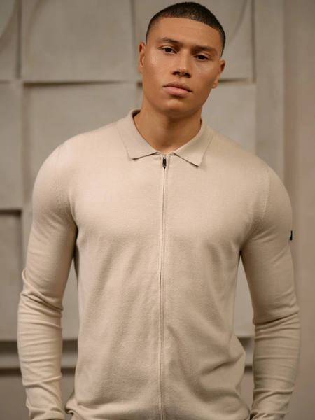 Malelions Malelions Knitted Zip Cardigan - Light Taupe