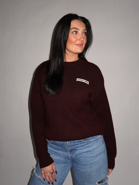Croyez Croyez Women Etiquette Knit Sweater - Burgundy Croyez Women Etiquette Knit Sweater - Burgundy