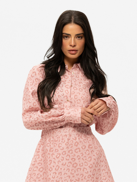 Nikkie Nikkie Pragues Leopard Blouse - Blush