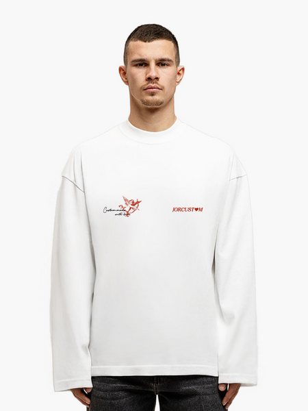 JorCustom JorCustom Heart Always Wins Longsleeve T-Shirt - White