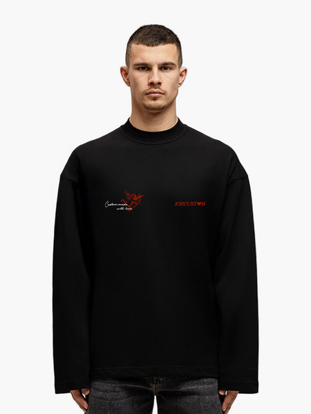 JorCustom JorCustom Heart Always Wins Longsleeve T-Shirt - Black