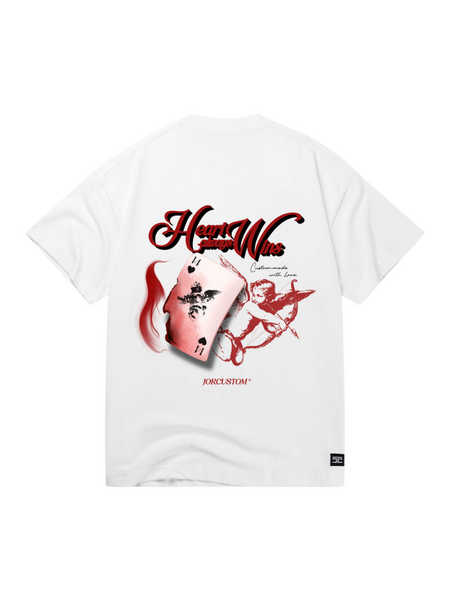 JorCustom Heart Always Wins Loose Fit T-Shirt - White