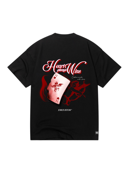 JorCustom Heart Always Wins Loose Fit T-Shirt - Black