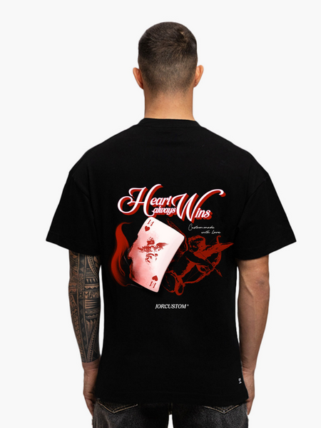 JorCustom JorCustom Heart Always Wins Loose Fit T-Shirt - Black