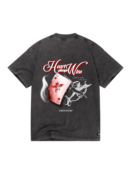 JorCustom Heart Always Wins Loose Fit T-Shirt - Acid Grey