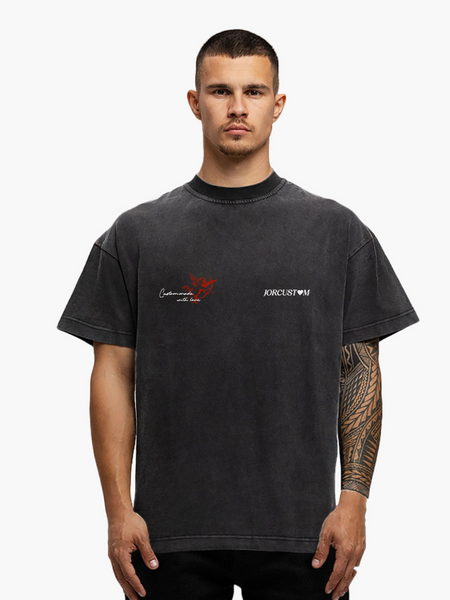 JorCustom JorCustom Heart Always Wins Loose Fit T-Shirt - Acid Grey