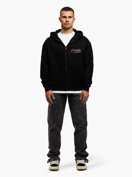 JorCustom JorCustom Swirl Zipped Hoodie - Black