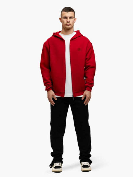 JorCustom JorCustom Swirl Zipped Hoodie - Red