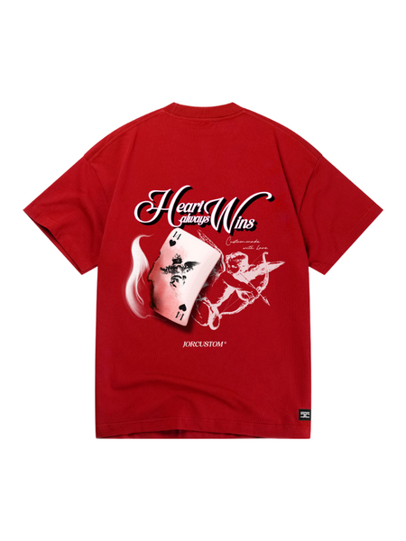 JorCustom Heart Always Wins Loose Fit T-Shirt - Red