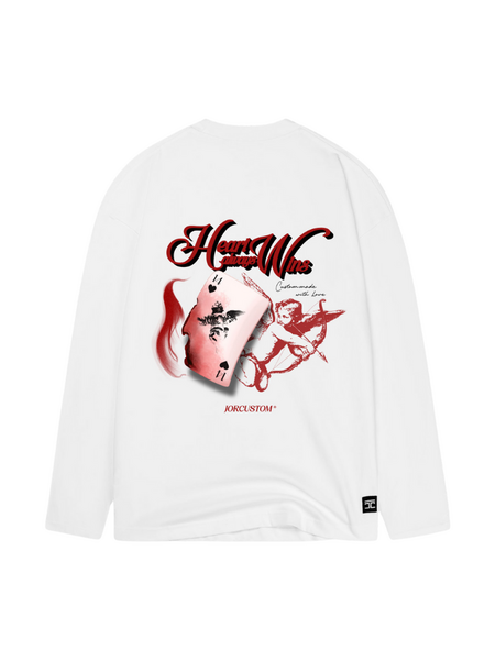 JorCustom Heart Always Wins Longsleeve T-Shirt - White