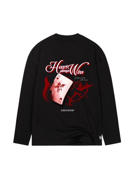 JorCustom Heart Always Wins Longsleeve T-Shirt - Black