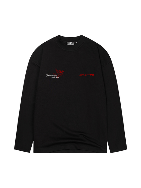 JorCustom JorCustom Heart Always Wins Longsleeve T-Shirt - Black