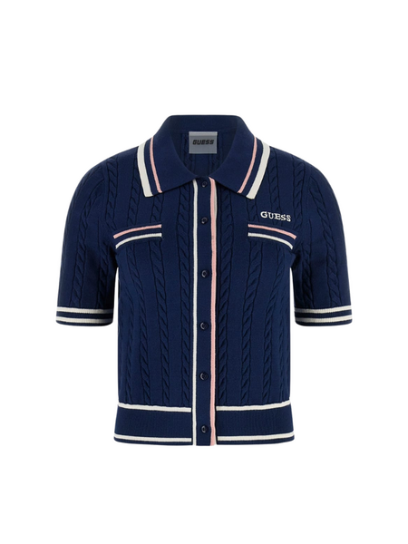 Guess Shari Polo Cardi Top - Silk Blue