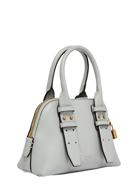 Pinko Bowling Bag Zip Mini Vitello - Pearl Grey/Antique Gold Pinko Pinko Bowling Bag Zip Mini Vitello - Pearl Grey/Antique Gold