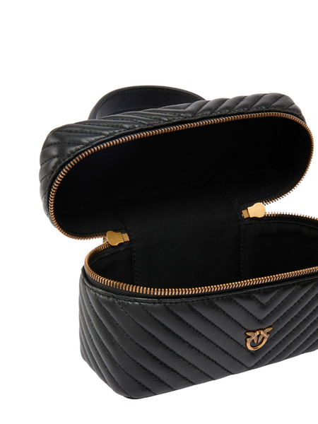 Pinko Vanity Soft Mini Sheep Nappa Handbag - Black/Antique Gold Pinko Pinko Vanity Soft Mini Sheep Nappa Handbag - Black/Antique Gold