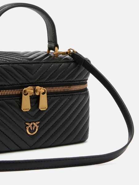 Pinko Vanity Soft Mini Sheep Nappa Handbag - Black/Antique Gold Pinko Pinko Vanity Soft Mini Sheep Nappa Handbag - Black/Antique Gold