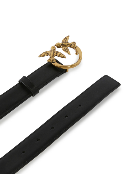 Pinko Love Berry Belt Low Vitello - Black/Antique Gold Pinko Pinko Love Berry Belt Low Vitello - Black/Antique Gold
