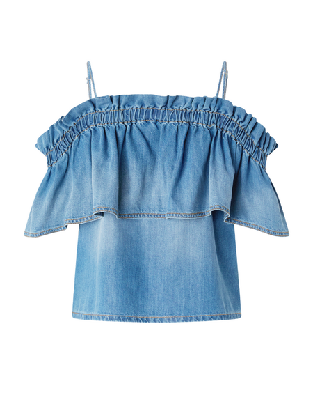 Pinko Pinko Bloch Blusa Light Denim Fluido Top - Medium Light Wash