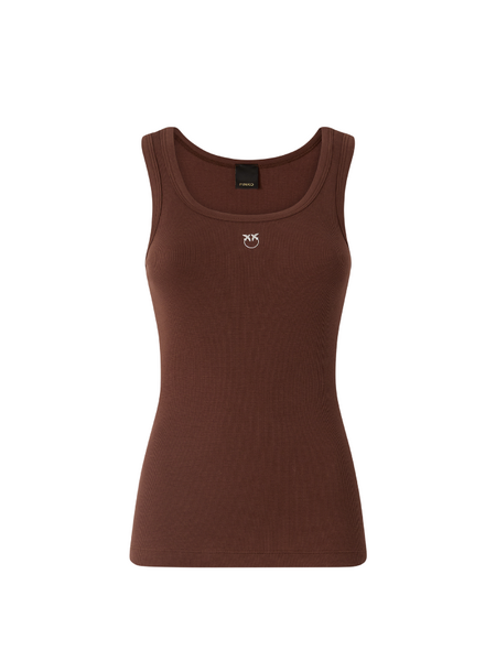 Pinko Calcolatore Canottiera Costina Top - Earth Brown