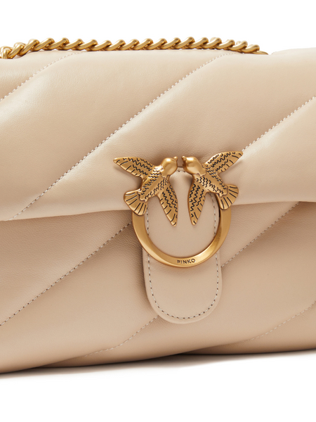 Pinko Love Puff Classic CL Sheep Nap Bag - Beige/Grigio Fumo Gold Pinko Pinko Love Puff Classic CL Sheep Nap Bag - Beige/Grigio Fumo Gold