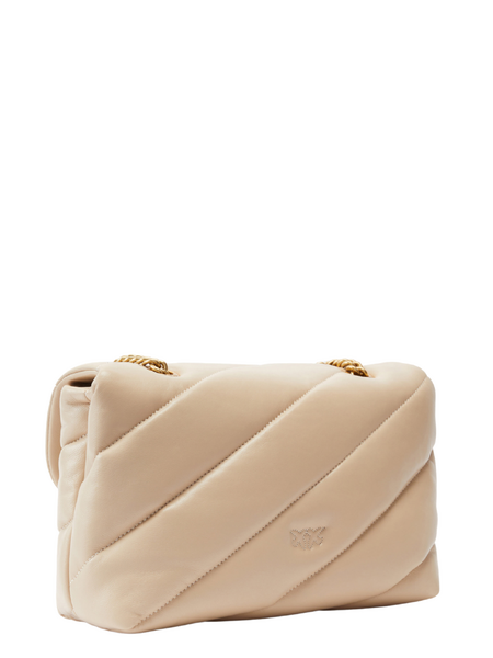 Pinko Love Puff Classic CL Sheep Nap Bag - Beige/Grigio Fumo Gold Pinko Pinko Love Puff Classic CL Sheep Nap Bag - Beige/Grigio Fumo Gold