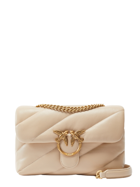 Pinko Love Puff Classic CL Sheep Nap Bag - Beige/Grigio Fumo Gold