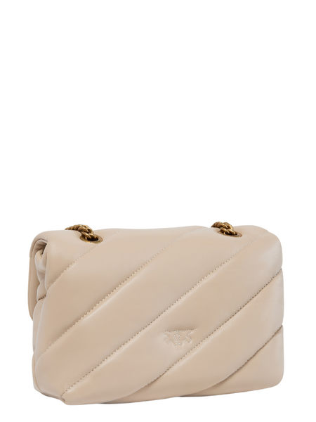Pinko Pinko Love Puff Mini CL Sheep Nappa Bag - Beige/Grigio Fumo Gold