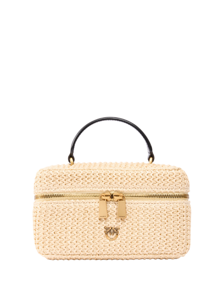 Pinko Pinko Vanity Soft Mini Rafia + Vitel - Rafia/Nero-Antique Gold