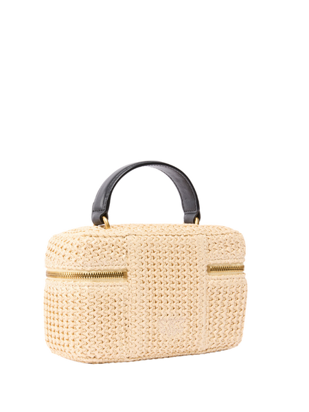 Pinko Pinko Vanity Soft Mini Rafia + Vitel - Rafia/Nero-Antique Gold