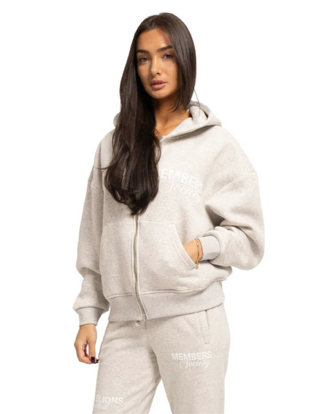 Malelions Women Members Society Zip Hoodie - Grey Melange