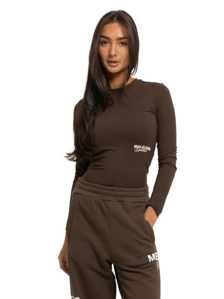 Malelions Women Members Society Long Sleeve Top- Chocolate