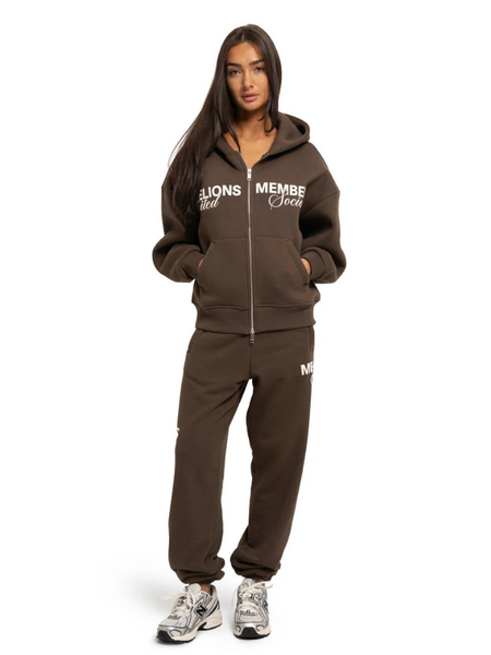 Malelions Women Members Society Zip Hoodie - Chocolate