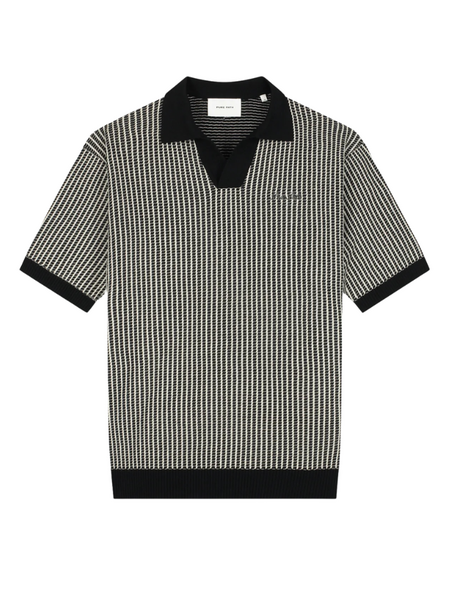 Pure Path Ladder Stitch Knitted Polo - Black Pure Path Pure Path Ladder Stitch Knitted Polo - Black