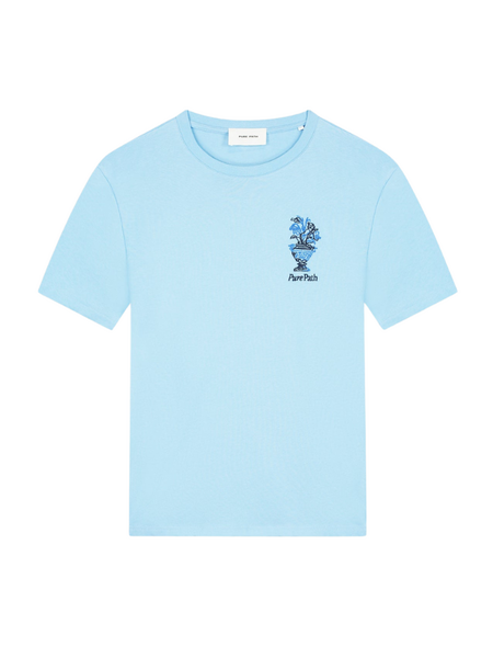 Pure Path Pure Path Embroidered Vase T-Shirt - Sky Blue