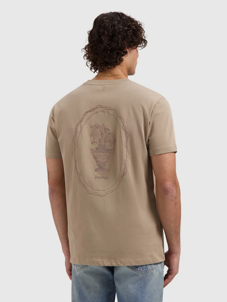 Pure Path Embroidered Vase T-Shirt - Taupe