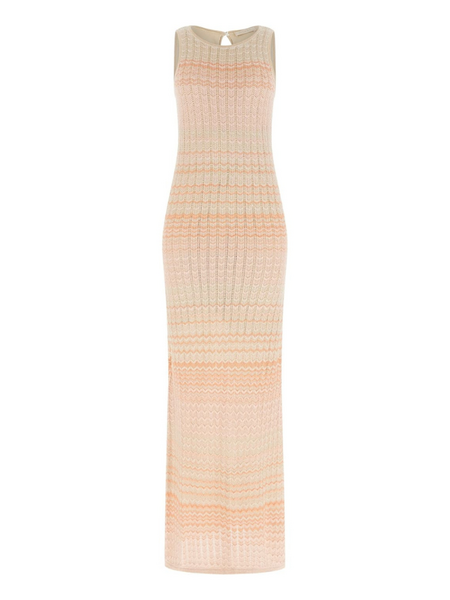Guess SL Rosalyn Long Dress - Peach Beige Vanille Guess Guess SL Rosalyn Long Dress - Peach Beige Vanille