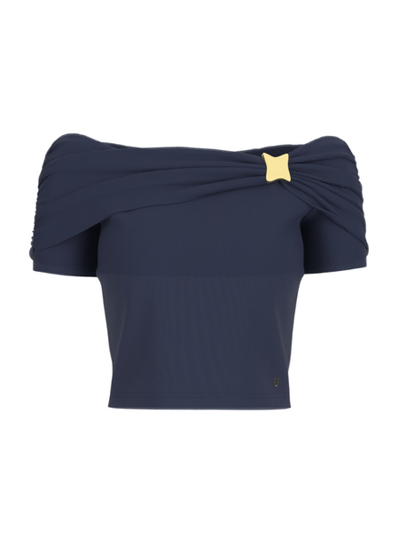 Guess Brigitte Off Shoulder Top - Blackened Blue Guess Guess Brigitte Off Shoulder Top - Blackened Blue